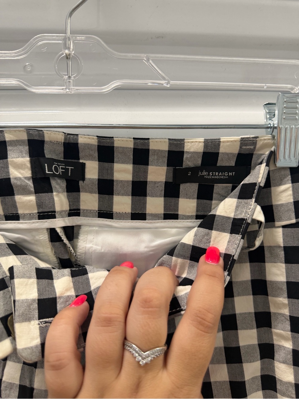 LOFT Black & White Gingham Chinos - Julie Straight Size 2 - Picture 3 of 4